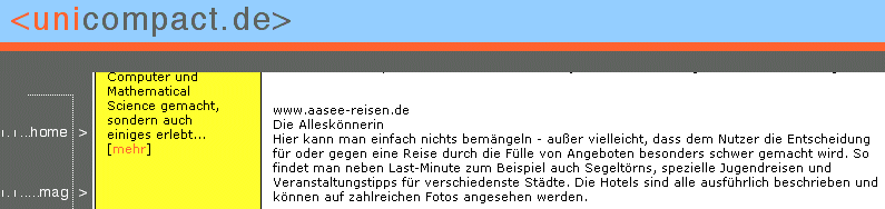 Die anderen Testseiten: start, L'Tur, 5vorflug, Lastminute-Express, statravel, flugboerse